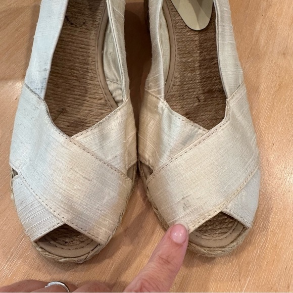 Lauren Ralph Lauren Wedge Espadrille Sandal Size 9.5 Gold Neutral Open Toe - Picture 5 of 8